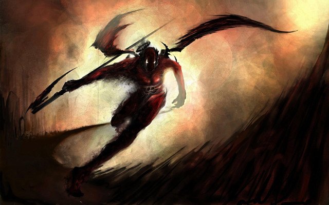 Demon long hair wings flying free wallpaper for desktop - medium preview image