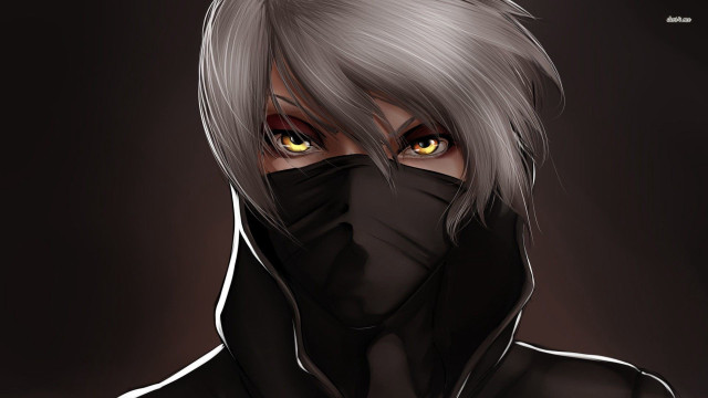 Masked person black hoodie yellow free wallpaper for desktop - medium preview image