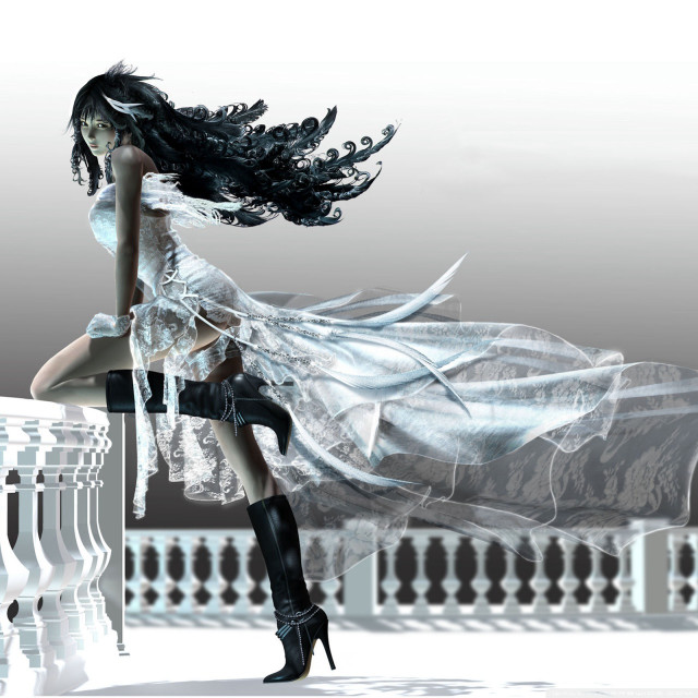 Woman white dress high heels free wallpaper for tablet - medium preview image