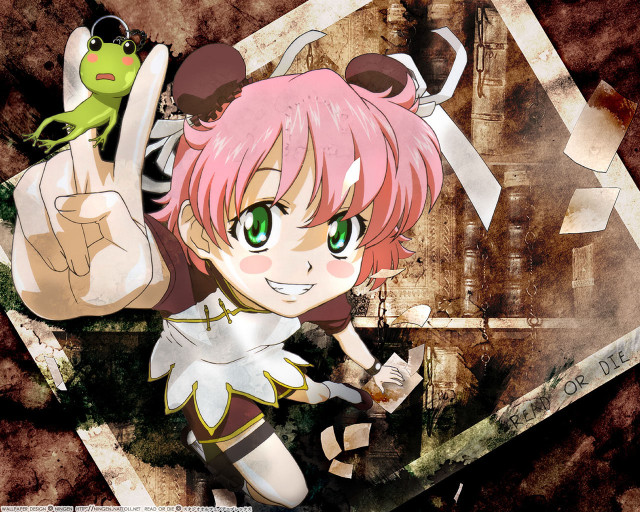 Pink hair girl frog peace free wallpaper for desktop - medium preview image