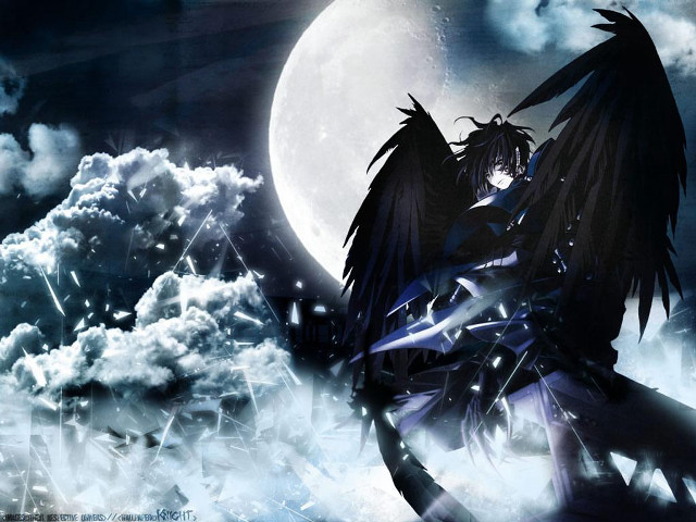 Sword wings full moon clouds free wallpaper for desktop - medium preview image