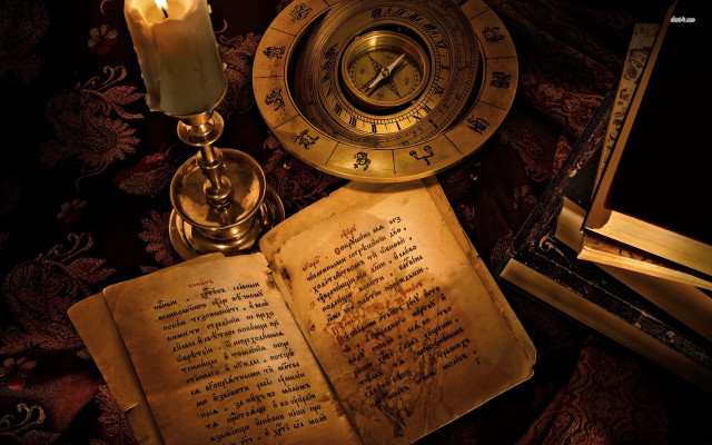 Gothic ocult book pen candle free wallpaper for desktop - medium preview image
