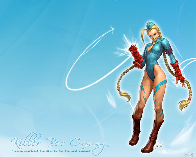 Woman blue outfit cat tail free wallpaper for desktop - medium preview image