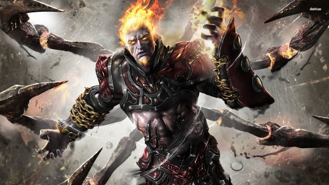 Man sword fire hands action free wallpaper for desktop - medium preview image