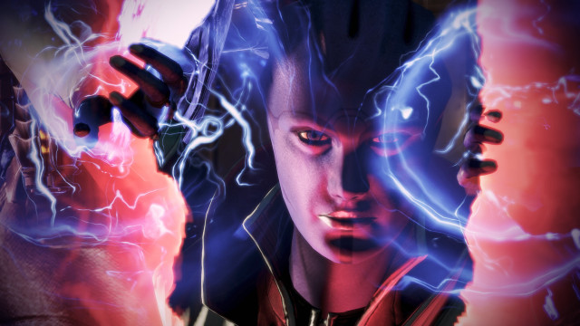 Man lightning effect face hands free wallpaper for desktop - medium preview image