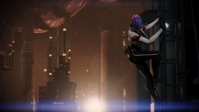 Eve ryder futuristic cityscape purple free wallpaper for desktop - medium preview image