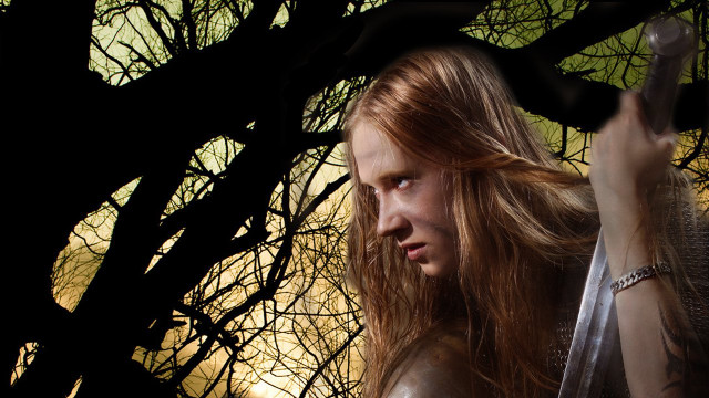 Woman long hair sword bare free wallpaper for desktop - medium preview image