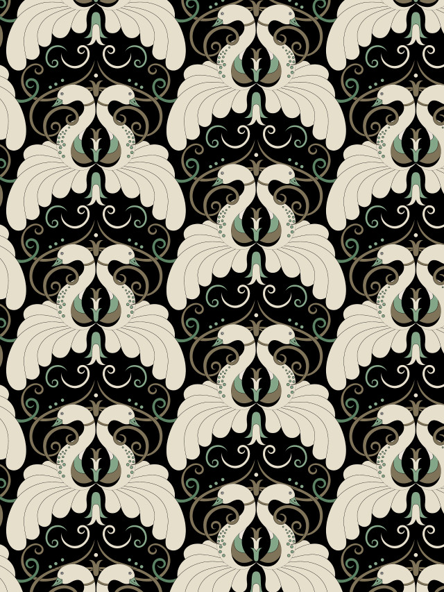 Black white floral pattern swirls #2 free wallpaper for mobile - medium preview image