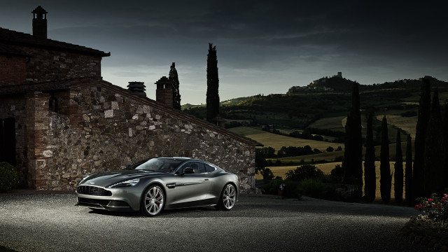 Silver car stone building dark free wallpaper for desktop - medium preview image