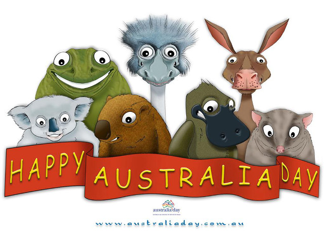 Happy australia day banner animals free wallpaper for desktop - medium preview image