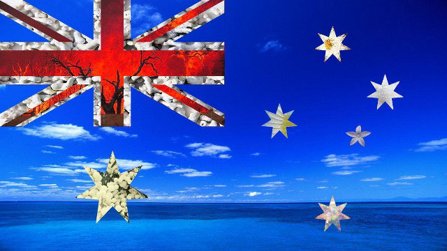 Flag ocean sky clouds stars free wallpaper for desktop - medium preview image