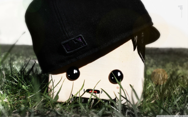 Stuffed animal hat grass wide free wallpaper for desktop - medium preview image