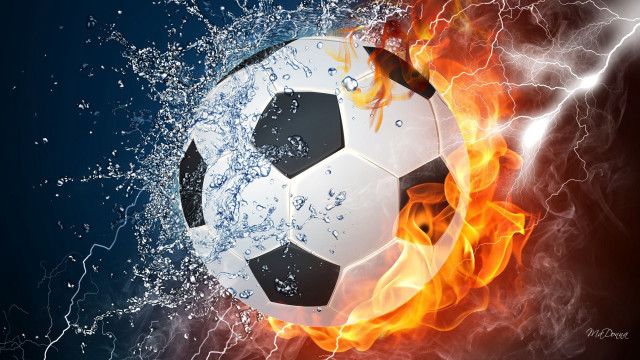 Soccerball firewater embers starry night free wallpaper for desktop - medium preview image