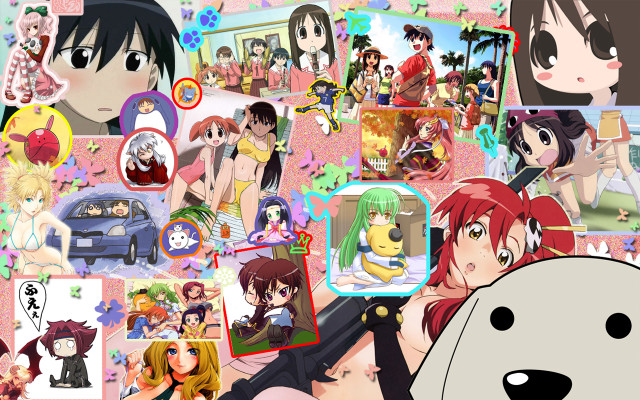 Anime collage dog cat car free wallpaper for desktop - medium preview image