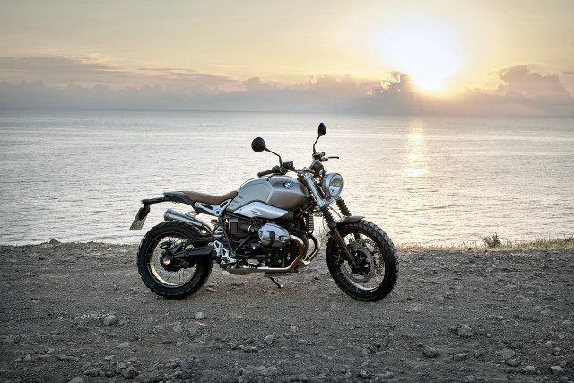 Motorcycle beach ocean sunset sunrise free wallpaper for desktop - medium preview image