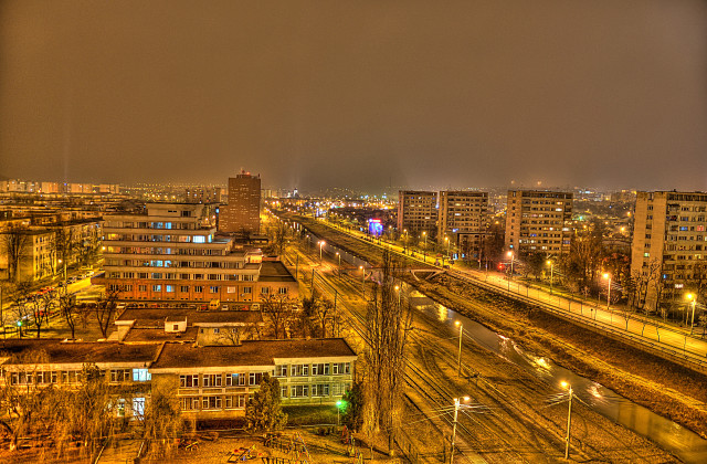 City train night danube bridge free wallpaper for desktop - medium preview image
