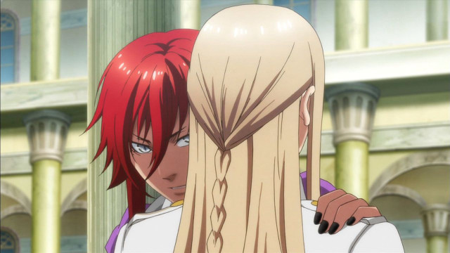 Anime couple characters building columns free wallpaper for desktop - medium preview image