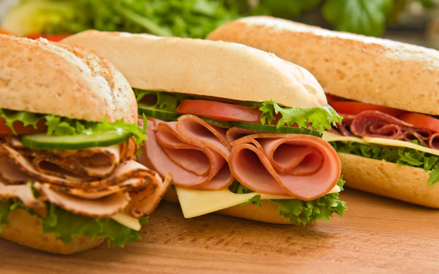 Closeup sandwich lettuce tomato meat free wallpaper for desktop - medium preview image