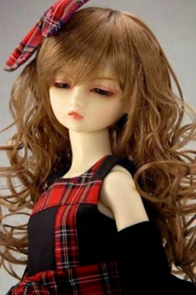 Doll long hair bow black free wallpaper for mobile - medium preview image