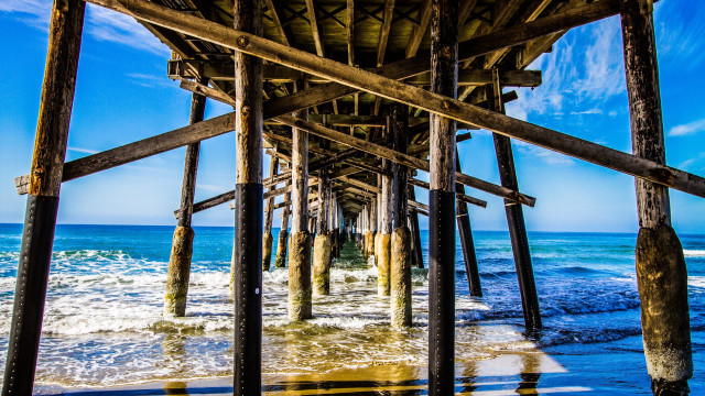 Pier water sky clouds blue free wallpaper for desktop - medium preview image