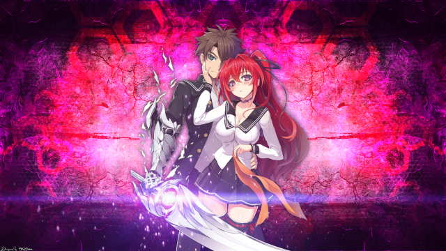 Anime couple characters red purple free wallpaper for desktop - medium preview image