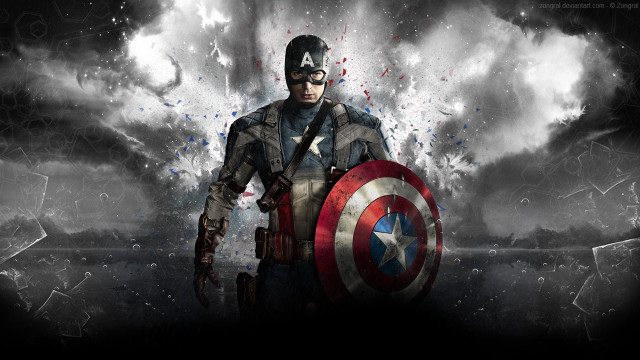Captain america costume shield cloudy free wallpaper for desktop - medium preview image