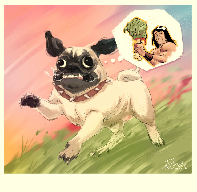 Cartoon dog running fist wrestler free wallpaper for tablet - medium preview image