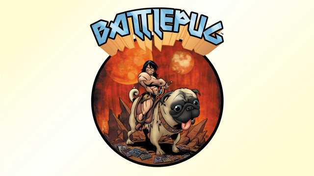 Cartoon woman riding pug sword #2 free wallpaper for desktop - medium preview image