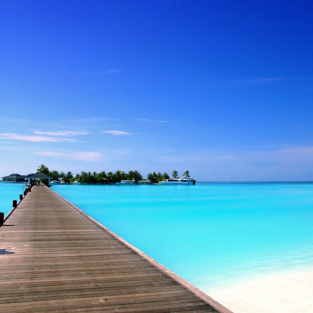 Long dock beach blue sky free wallpaper for tablet - medium preview image