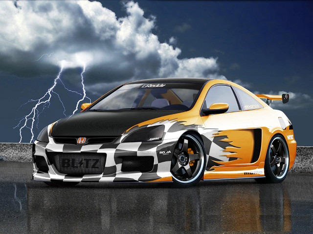 Checkered car lightning storm clouds free wallpaper for desktop - medium preview image