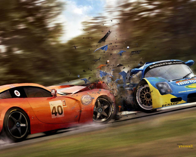 Cars racing track trees bird free wallpaper for desktop - medium preview image