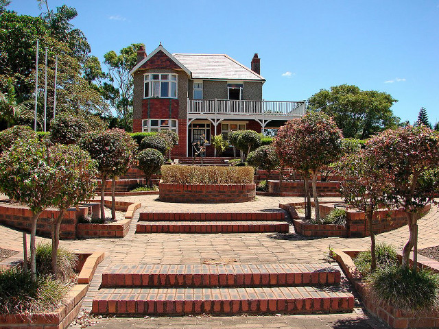 Large house trees steps garden free wallpaper for desktop - medium preview image