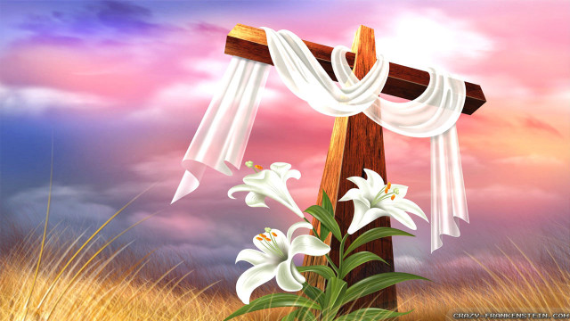 Cross white cloth flowers foreground free wallpaper for desktop - medium preview image