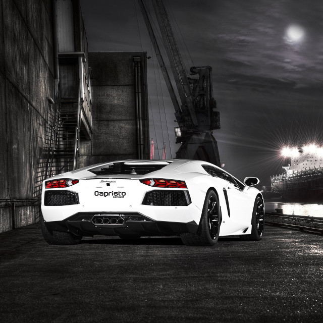 White sports car parking lot #26 free wallpaper for tablet - medium preview image