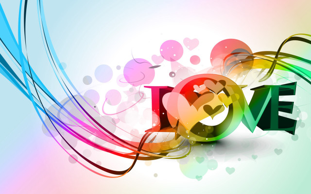 Colorful love word swirly background free wallpaper for desktop - medium preview image