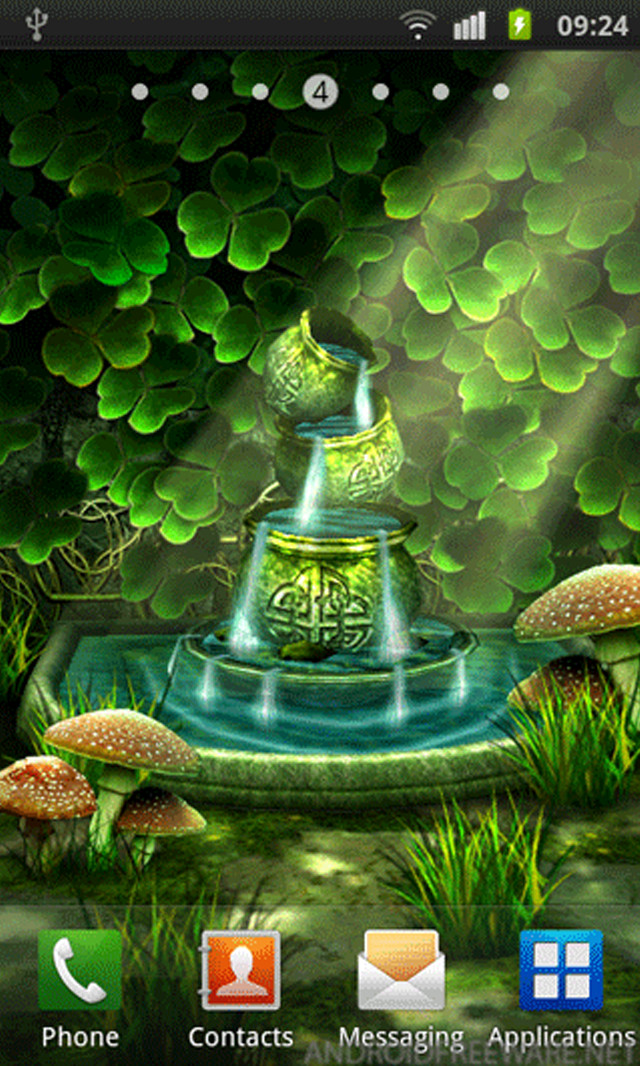 Green white fountain mushrooms forest free wallpaper for mobile - medium preview image