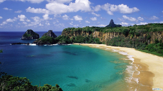 Beach sandy shore mountain blue free wallpaper for desktop - medium preview image