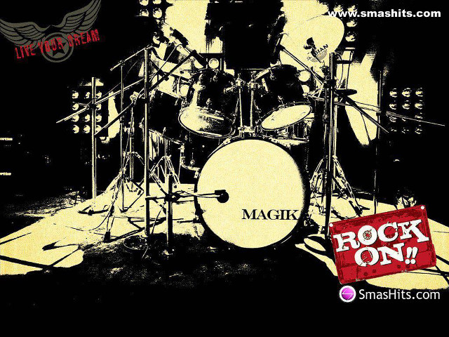 Drum set rock on sticker free wallpaper for desktop - medium preview image