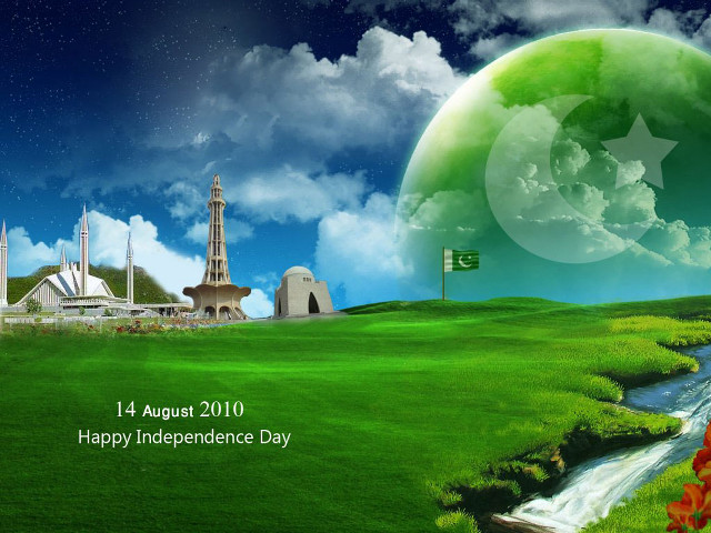 Green landscape flag star river free wallpaper for desktop - medium preview image