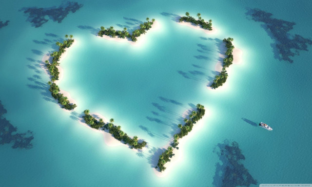 Heart shaped island boat water #2 free wallpaper for desktop - medium preview image