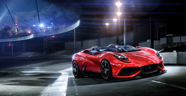 Red sports car tunnel night #2 free wallpaper for desktop - medium preview image