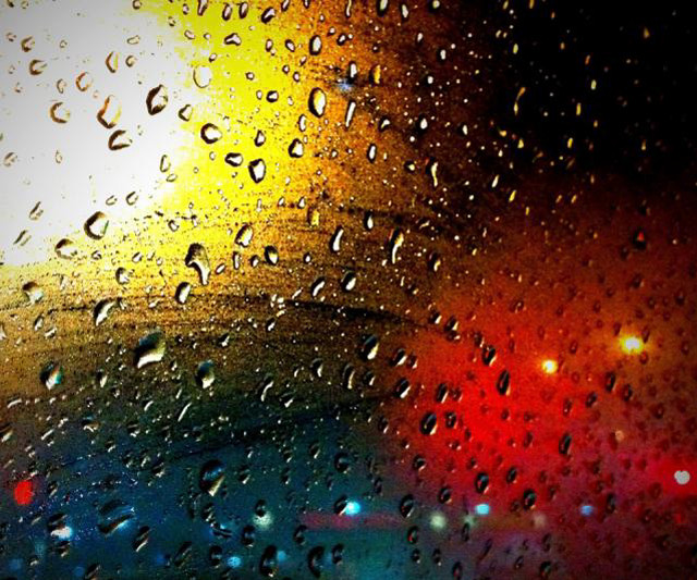 Rain covered window rainbow light free wallpaper for desktop - medium preview image