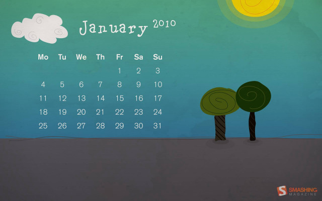 Calendar tree sky background clouds free wallpaper for desktop - medium preview image