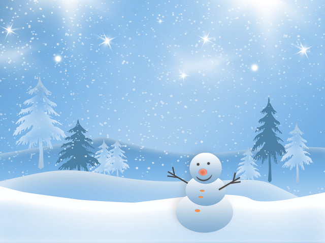 Snowman snowfall christmas aurora reindeer free wallpaper for desktop - medium preview image