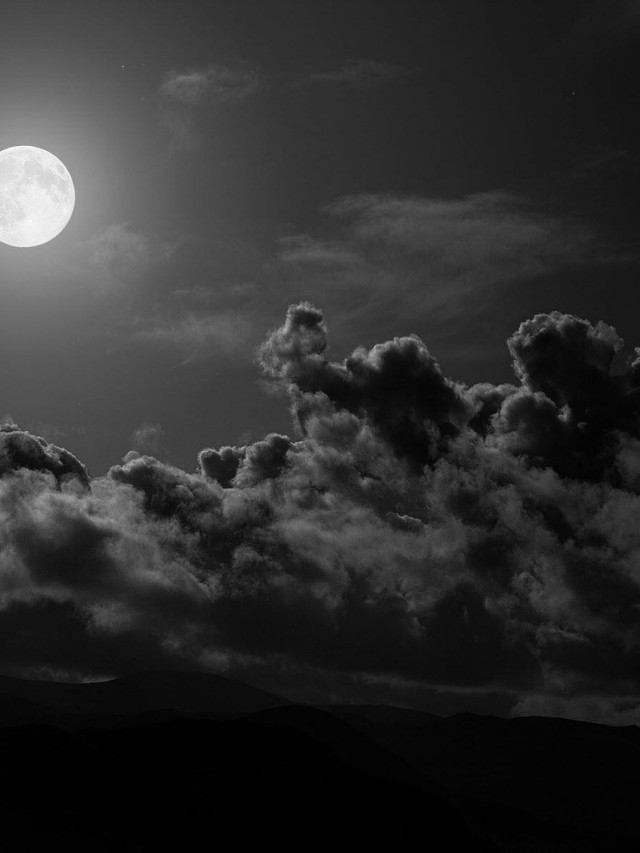 Full moon clouds mountains black #4 free wallpaper for mobile - medium preview image