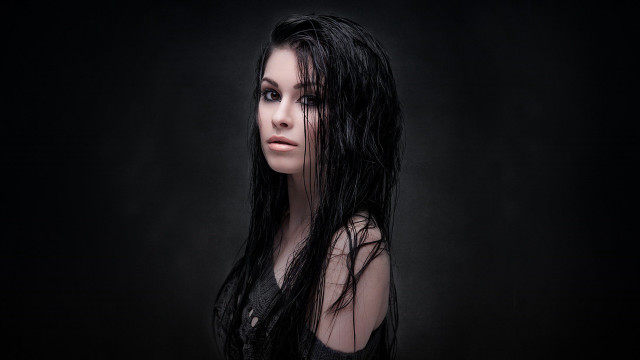 Woman long black hair black free wallpaper for desktop - medium preview image