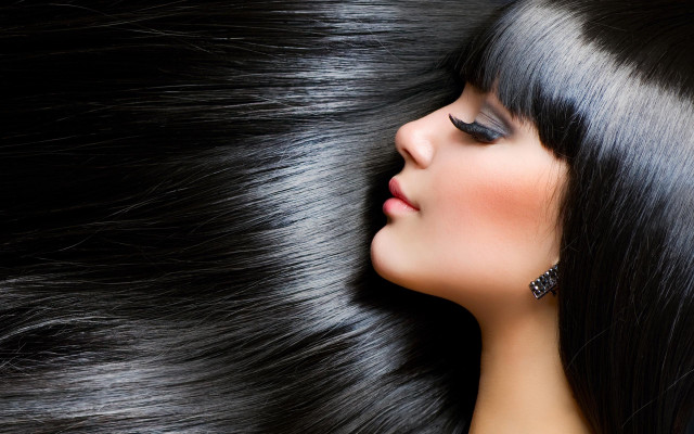 Woman long black hair earrings #2 free wallpaper for desktop - medium preview image
