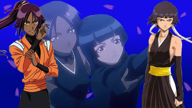 Anime characters group blue purple free wallpaper for desktop - medium preview image