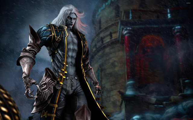 Man black outfit white hair free wallpaper for desktop - medium preview image