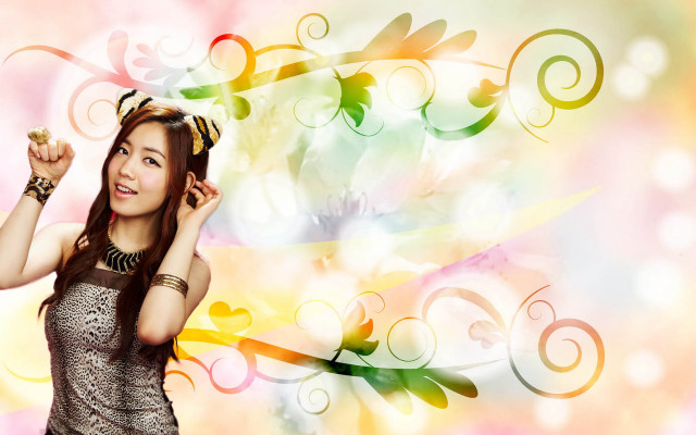 Woman smiling flower hair cell free wallpaper for desktop - medium preview image